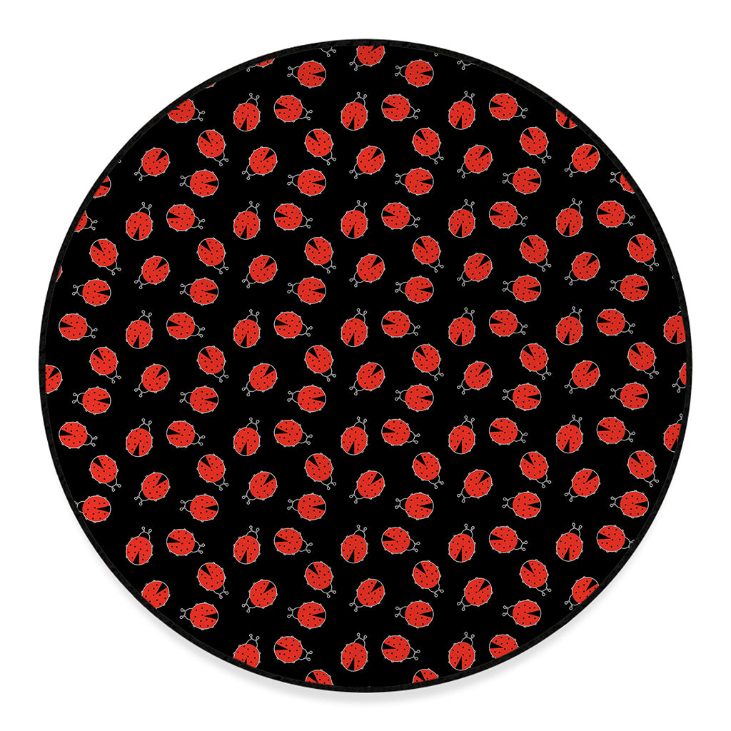 Cute Ladybird Pattern Print Round Floor Mat