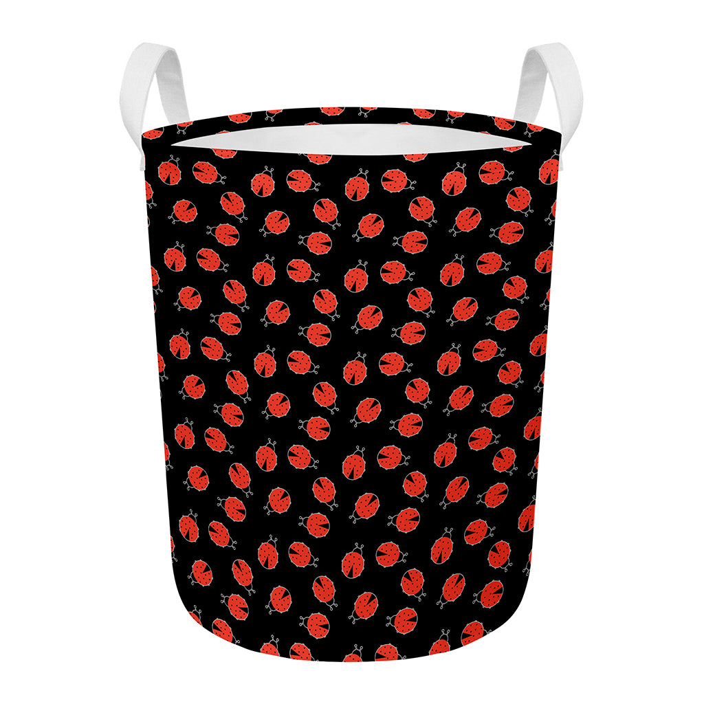 Cute Ladybird Pattern Print Round Laundry Basket