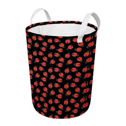 Cute Ladybird Pattern Print Round Laundry Basket
