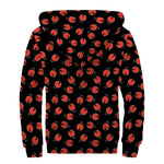 Cute Ladybird Pattern Print Sherpa Lined Zip Up Hoodie