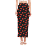 Cute Ladybird Pattern Print Side Slit Maxi Skirt