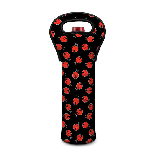 Cute Ladybird Pattern Print Single Neoprene Wine Tote