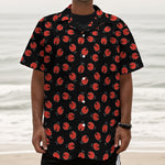Cute Ladybird Pattern Print Textured Short Sleeve Shirt