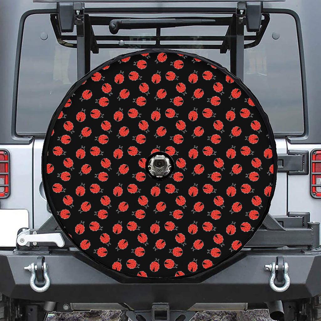 Cute Ladybird Pattern Print Tire Cover With Camera Hole