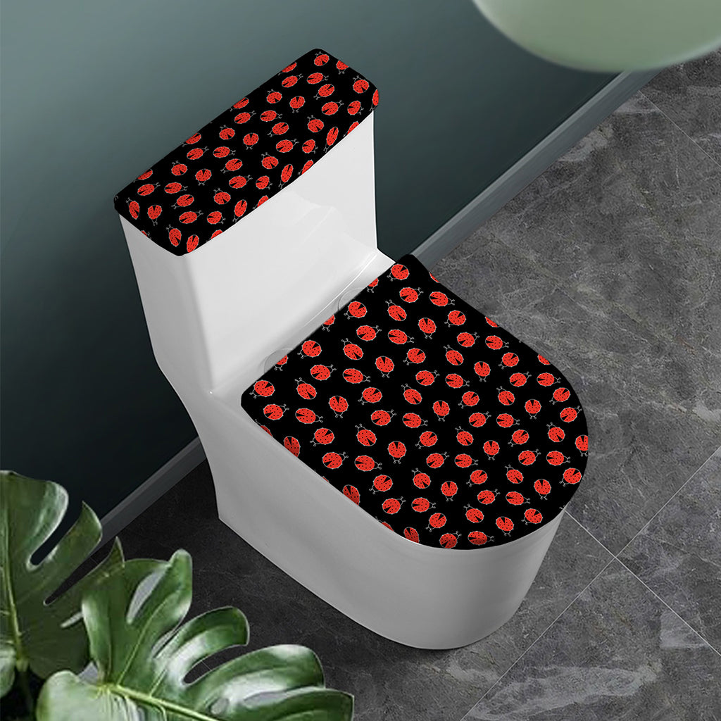 Cute Ladybird Pattern Print Toilet Lid And Tank Cover Set