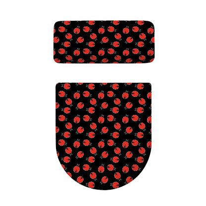 Cute Ladybird Pattern Print Toilet Lid And Tank Cover Set