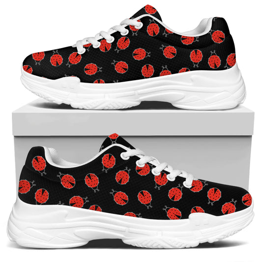 Cute Ladybird Pattern Print White Chunky Shoes