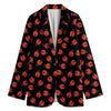 Cute Ladybird Pattern Print Women's Cotton Blazer