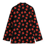 Cute Ladybird Pattern Print Women's Cotton Blazer