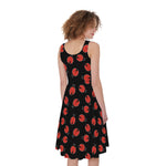 Cute Ladybird Pattern Print Women's Sleeveless Dress