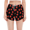 Cute Ladybird Pattern Print Women's Split Running Shorts