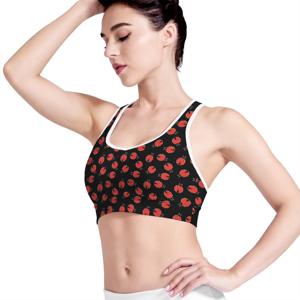 Cute Ladybird Pattern Print Women's Sports Bra