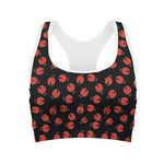 Cute Ladybird Pattern Print Women's Sports Bra