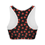 Cute Ladybird Pattern Print Women's Sports Bra