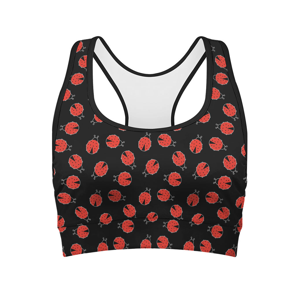 Cute Ladybird Pattern Print Women's Sports Bra