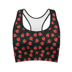 Cute Ladybird Pattern Print Women's Sports Bra