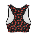 Cute Ladybird Pattern Print Women's Sports Bra