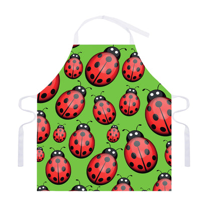 Cute Ladybug Pattern Print Adjustable Apron