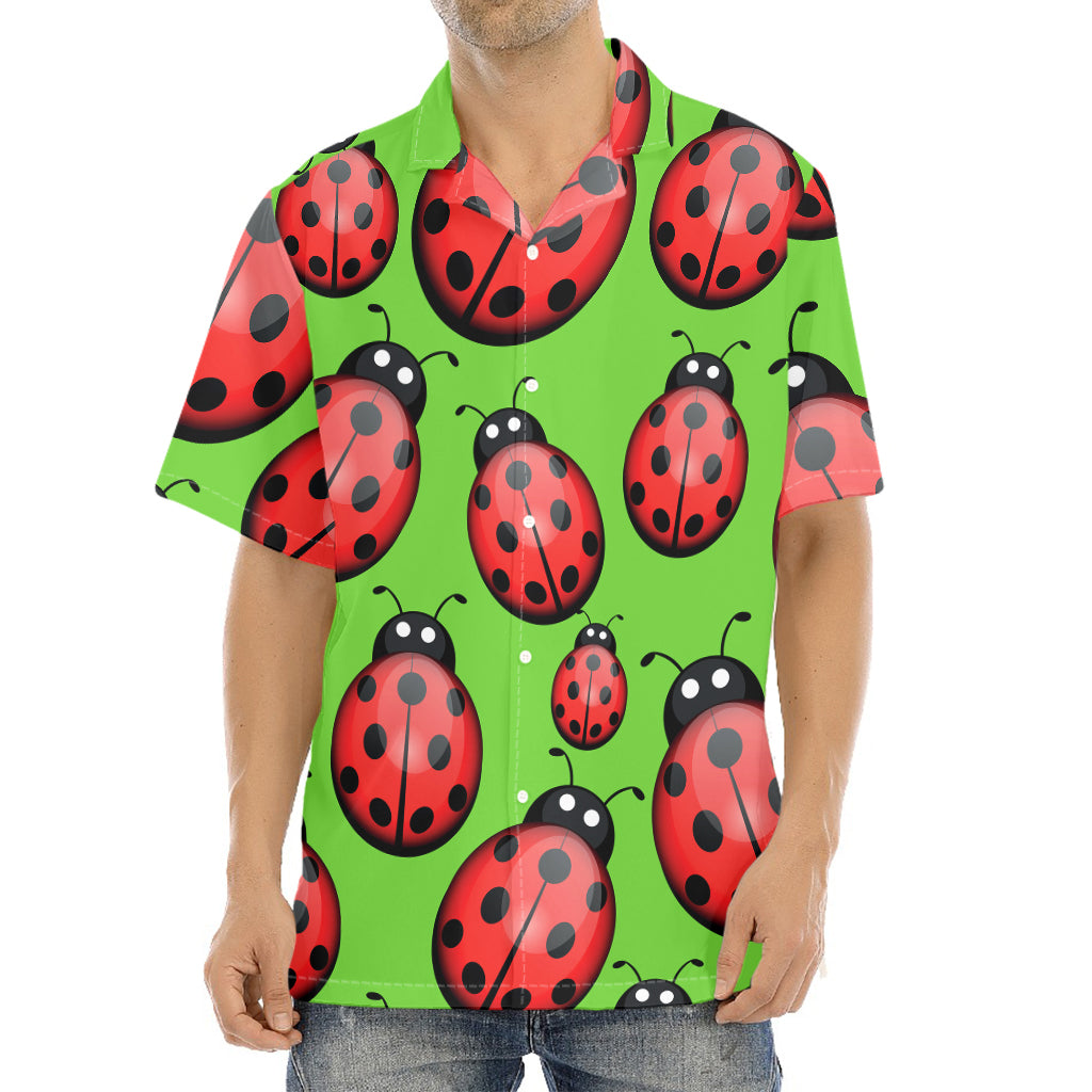 Cute Ladybug Pattern Print Aloha Shirt