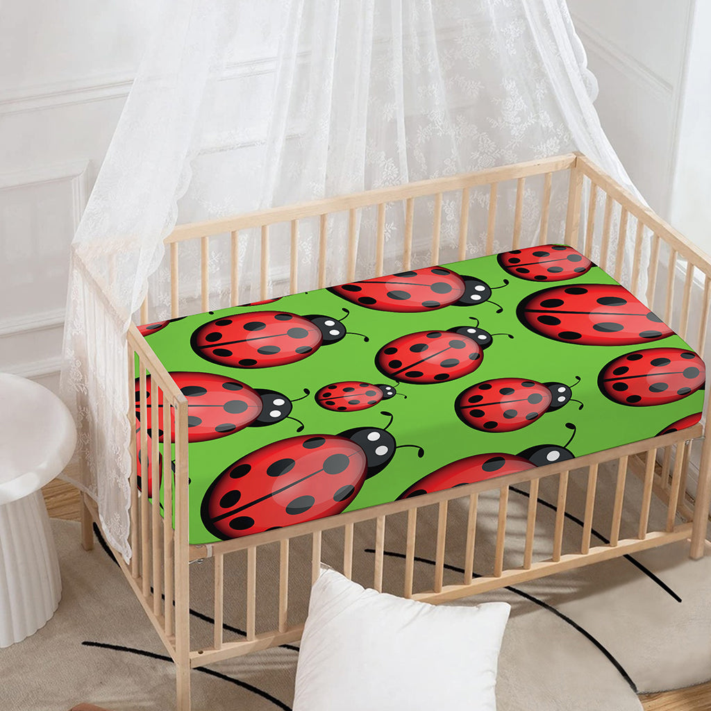 Cute Ladybug Pattern Print Baby Crib Sheet