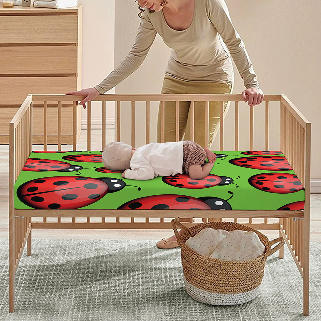 Cute Ladybug Pattern Print Baby Crib Sheet
