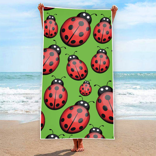Cute Ladybug Pattern Print Beach Towel