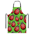 Cute Ladybug Pattern Print Bib Apron With Pocket