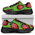 Cute Ladybug Pattern Print Black Chunky Shoes