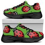 Cute Ladybug Pattern Print Black Chunky Shoes
