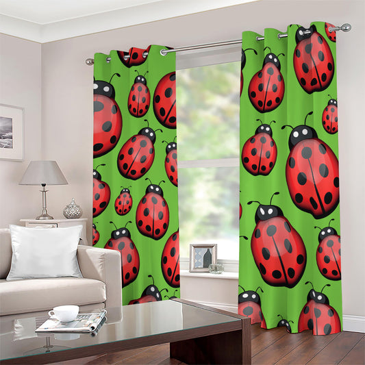 Cute Ladybug Pattern Print Blackout Grommet Curtains