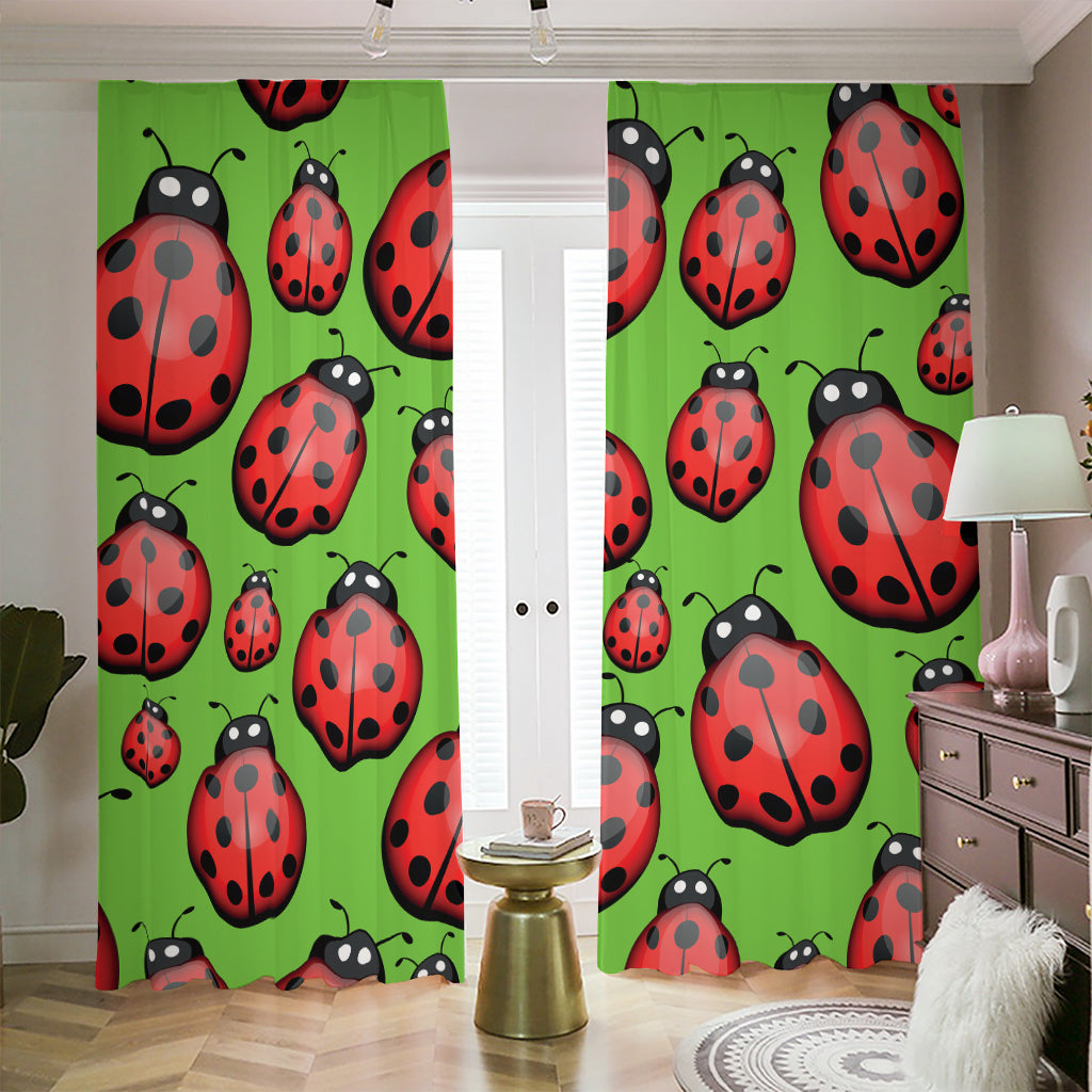 Cute Ladybug Pattern Print Blackout Pencil Pleat Curtains