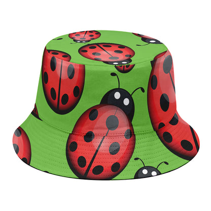 Cute Ladybug Pattern Print Bucket Hat