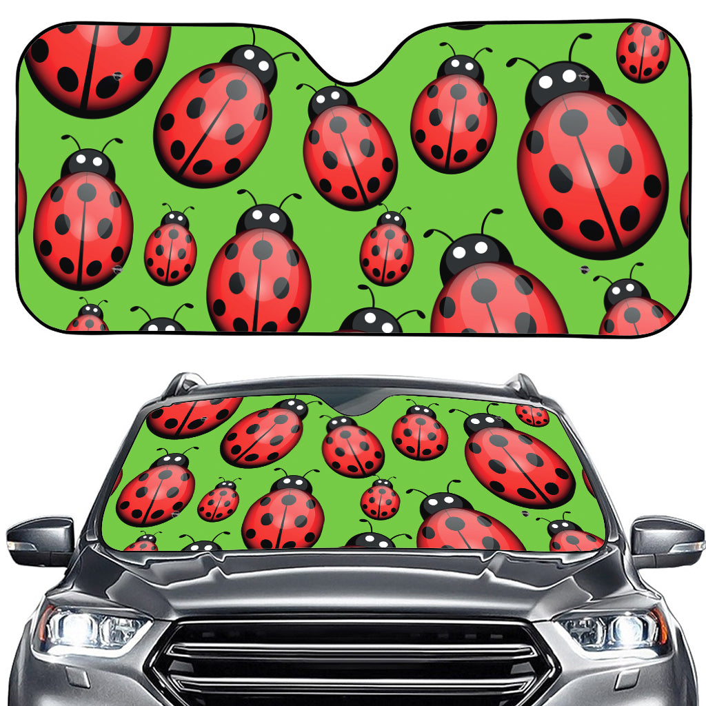 Cute Ladybug Pattern Print Car Windshield Sun Shade