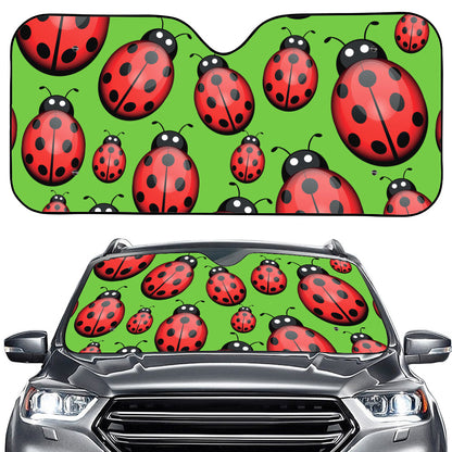 Cute Ladybug Pattern Print Car Windshield Sun Shade