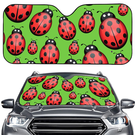 Cute Ladybug Pattern Print Car Windshield Sun Shade
