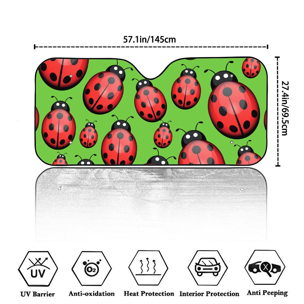 Cute Ladybug Pattern Print Car Windshield Sun Shade