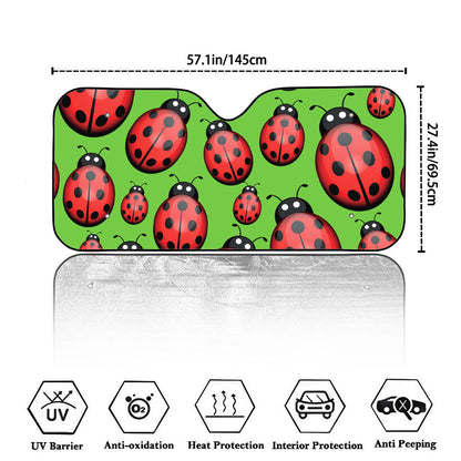 Cute Ladybug Pattern Print Car Windshield Sun Shade