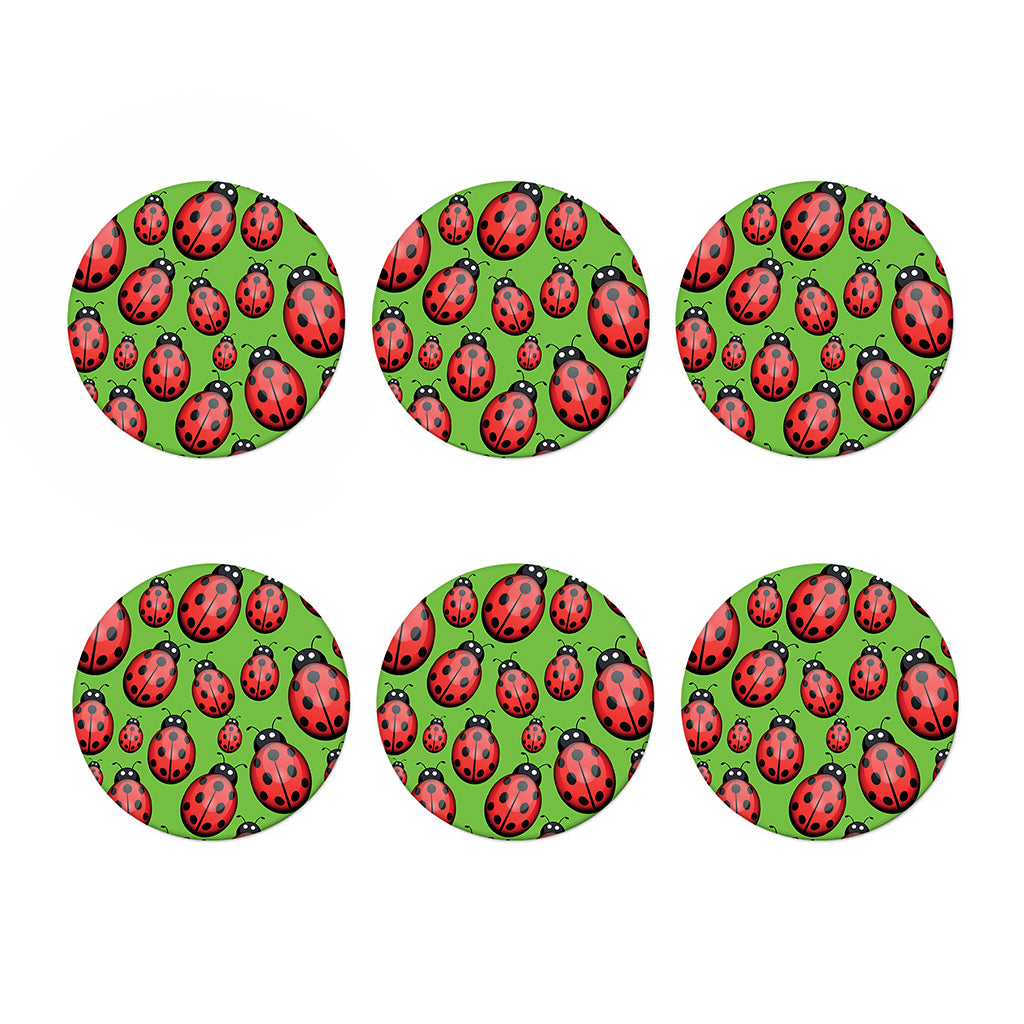 Cute Ladybug Pattern Print Coaster Set