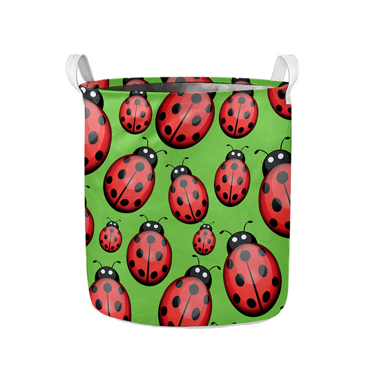 Cute Ladybug Pattern Print Collapsible Laundry Basket