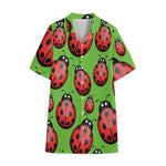Cute Ladybug Pattern Print Cotton Hawaiian Shirt