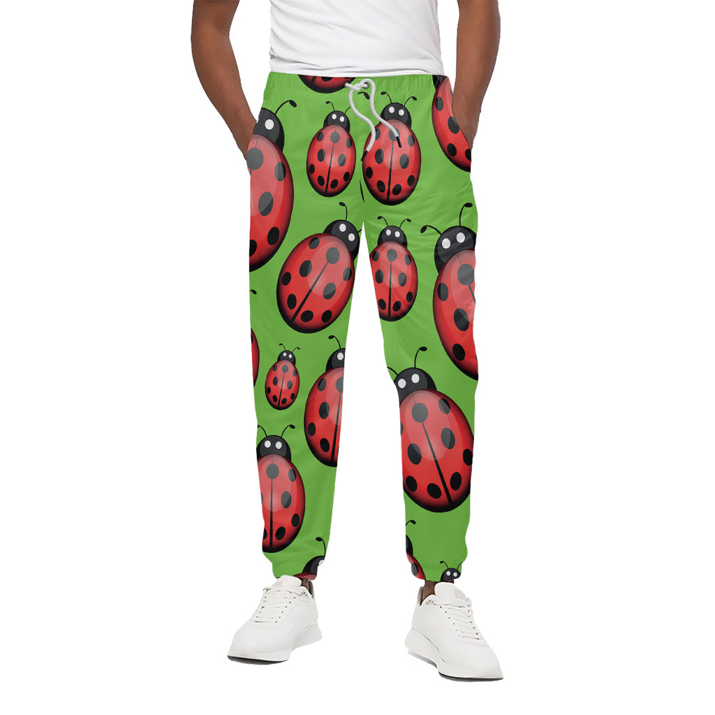 Cute Ladybug Pattern Print Cotton Pants