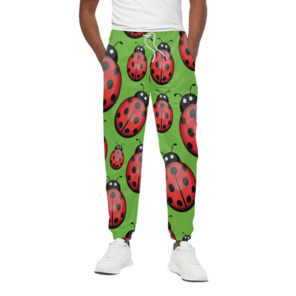 Cute Ladybug Pattern Print Cotton Pants