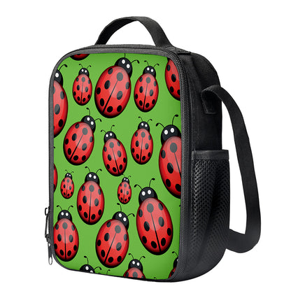 Cute Ladybug Pattern Print Crossbody Lunch Bag