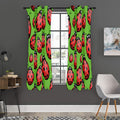 Cute Ladybug Pattern Print Grommet Curtain Panels