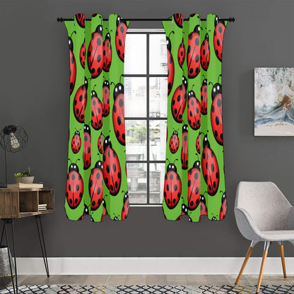Cute Ladybug Pattern Print Curtain