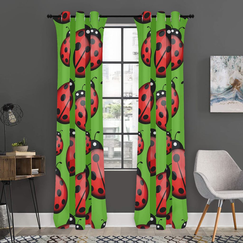 Cute Ladybug Pattern Print Curtain