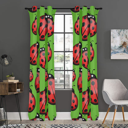 Cute Ladybug Pattern Print Curtain
