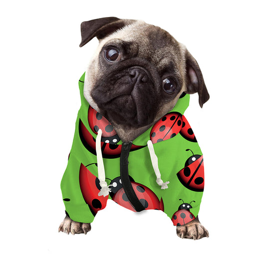 Cute Ladybug Pattern Print Dog Zip Up Hoodie