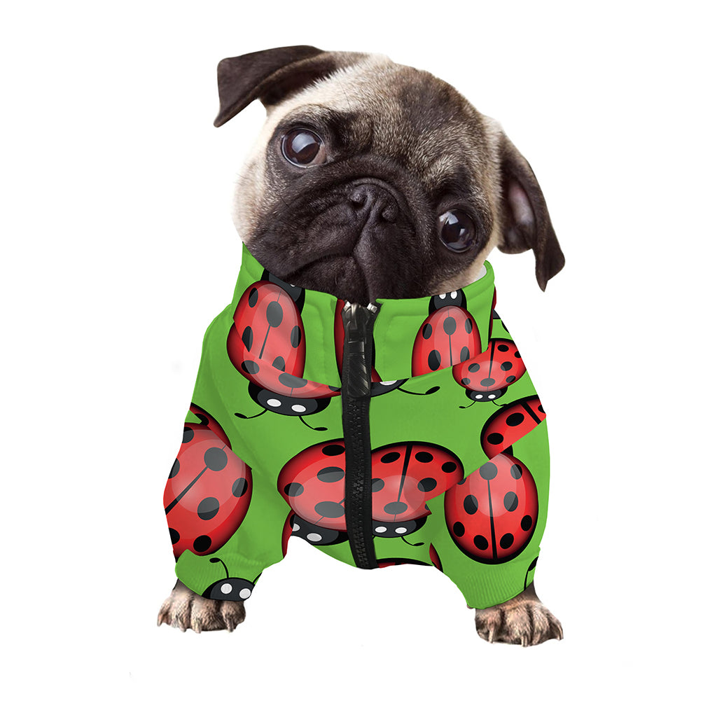 Cute Ladybug Pattern Print Dog Zip Up Jacket