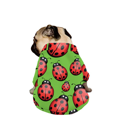 Cute Ladybug Pattern Print Dog Zip Up Jacket